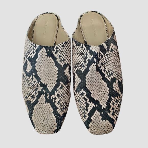 Pour La Victoire Sebina Snakeskin Print Leather Mules Tan Black size 9.5 - Picture 7 of 9
